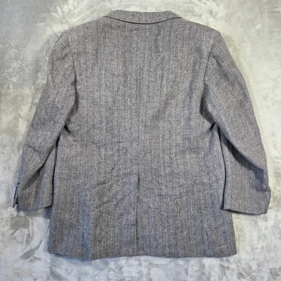 Vtg Kuppenheimer Mens Wool Herringbone Blazer Jacket Gray Blue Tan 48 Career